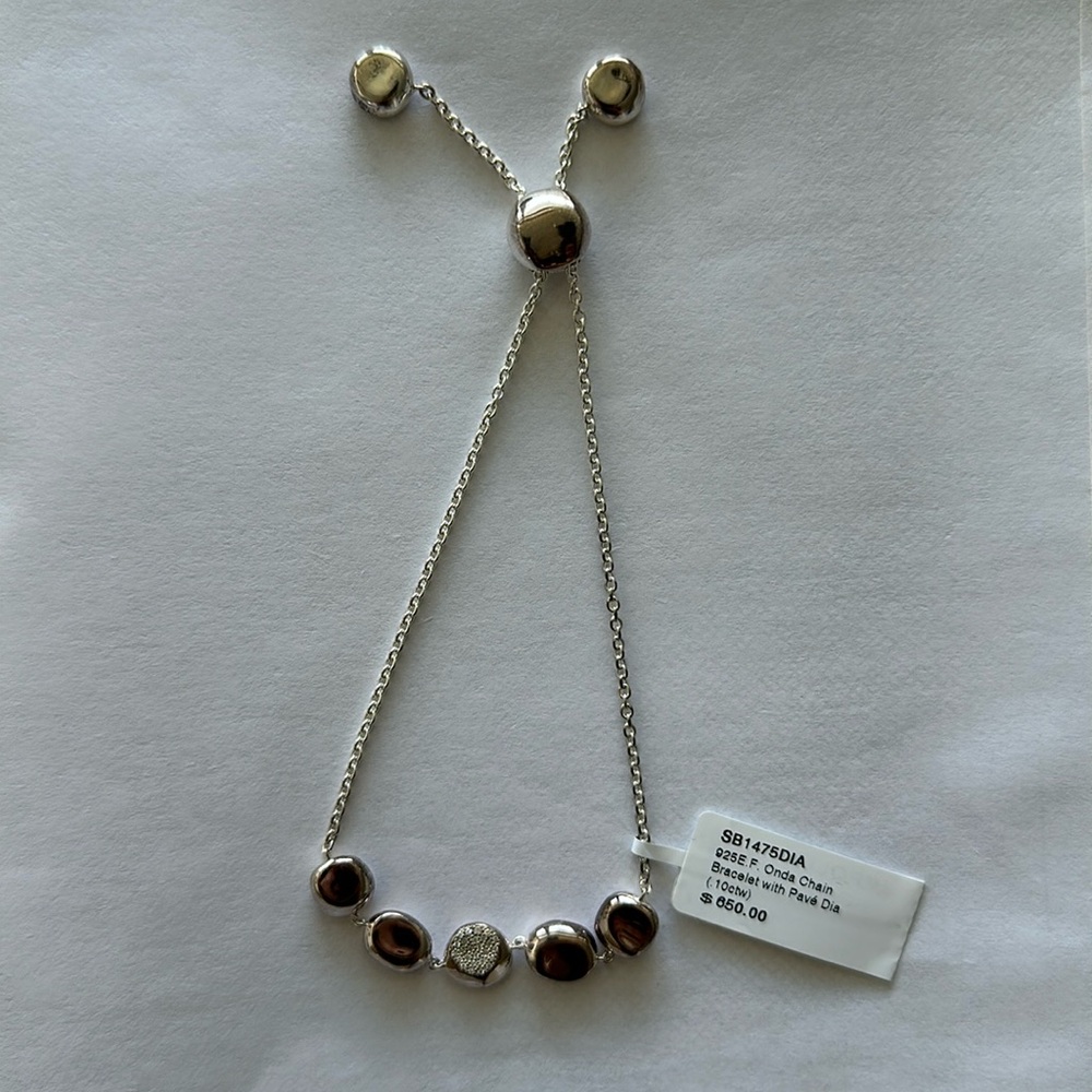 925 Sterling Silver Ippolita Onda Bracelet with diamonds - NWT